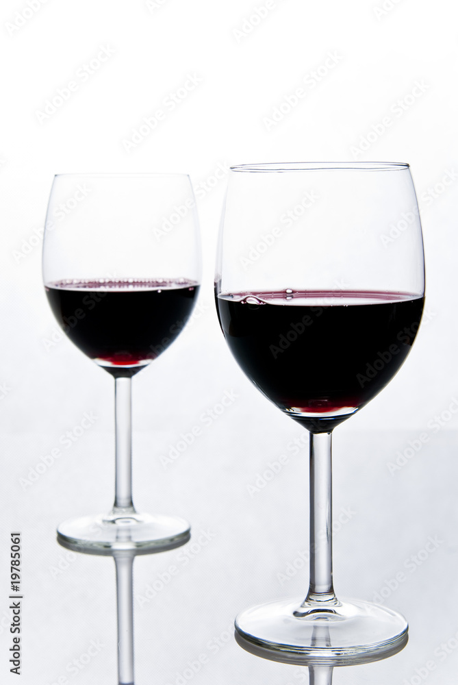 two wineglasses isolated on white background
