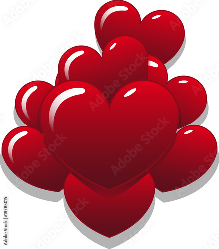 Vector of heart shaped ballons in a pile