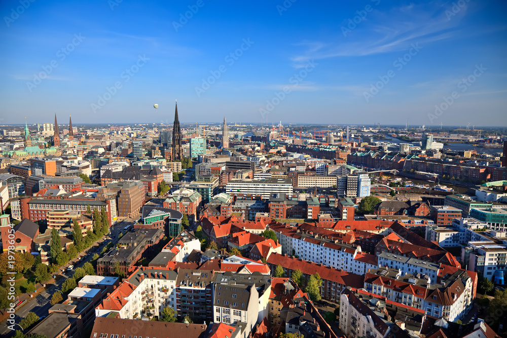 View on Hamburg from Michel, Germany View on Hamburg from Michel, Germany