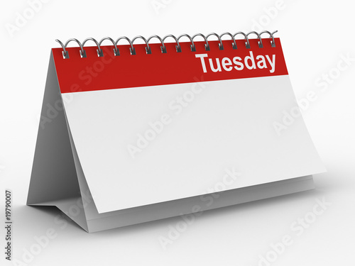 Calendar for tuesday on whi...
