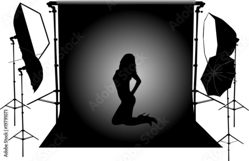 model in the photographic studio