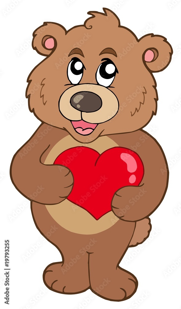 Obraz premium Cute bear holding heart
