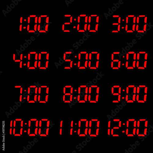 Times in Digital Format on Black