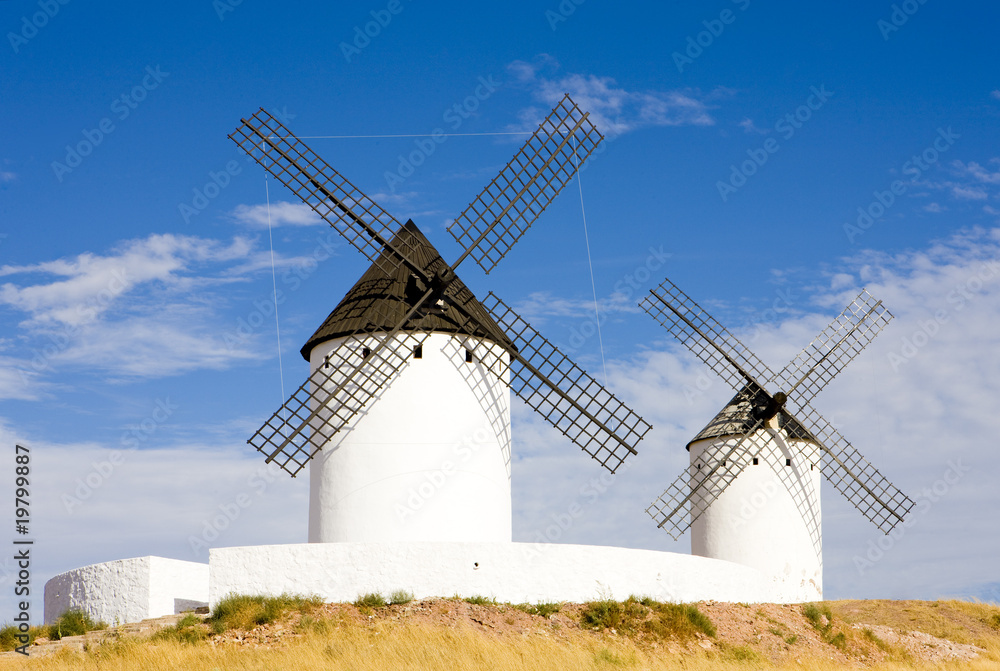 windmills, Alcazar de San Juan, Castile-La Mancha, Spain