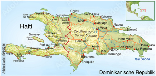 Fotografie, Tablou Haiti. Erdbebenkatastrophe. Landkarte mit Text