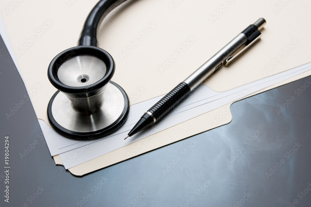 Medical Records with X Ray and Stethoscope Medical Records with X Ray and Stethoscope