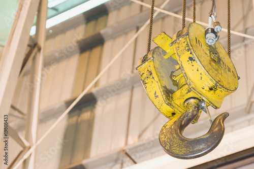 Close Up of Yellow Hook Lift