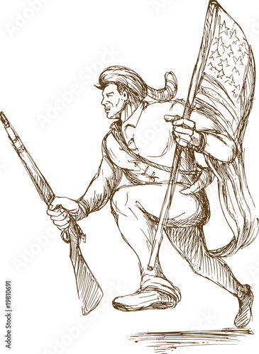 daniel boone american revolutionary carrying flag photo