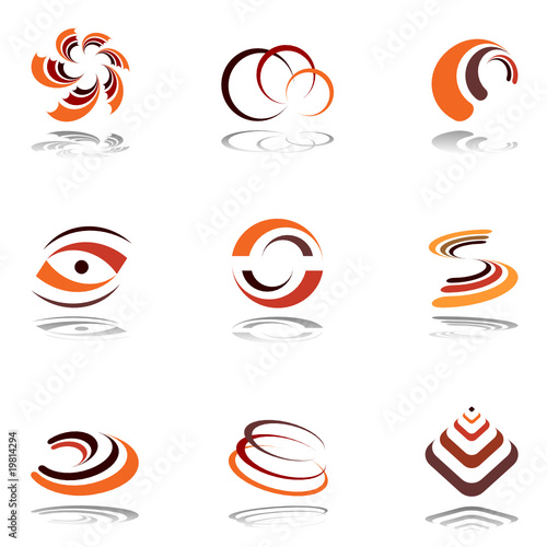 Design elements in warm colors. Set 4.