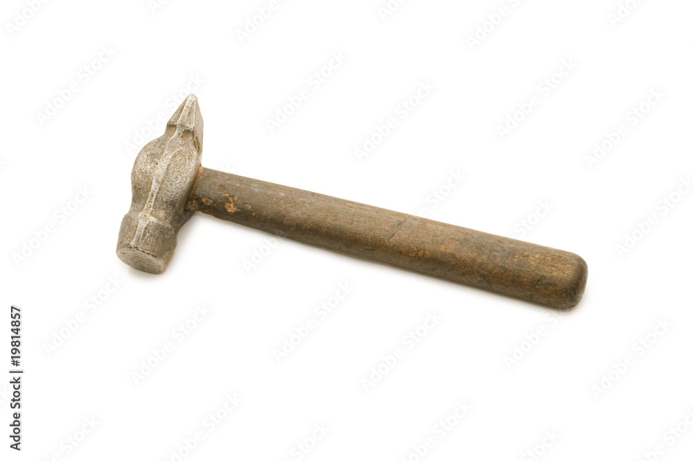 Old hammer isolated on white background