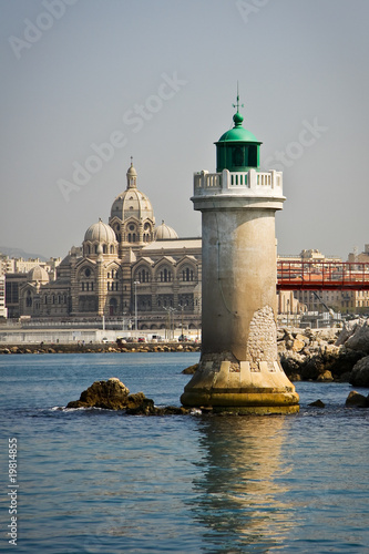 Lighthouse and Marseille cathedral