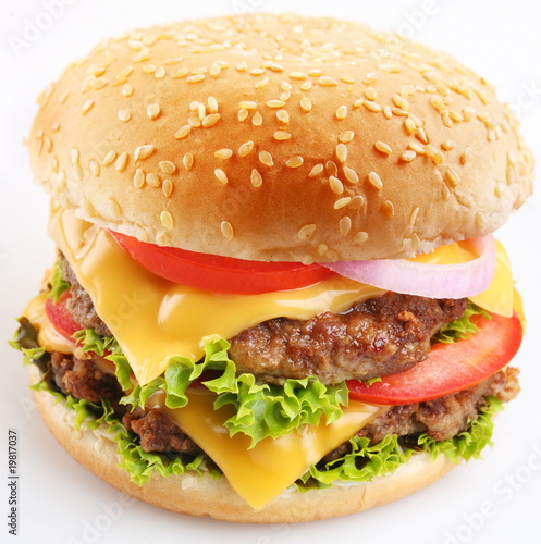 Cheeseburger on a white background photo