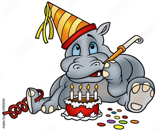 Hippo and Birthday Cake - d...