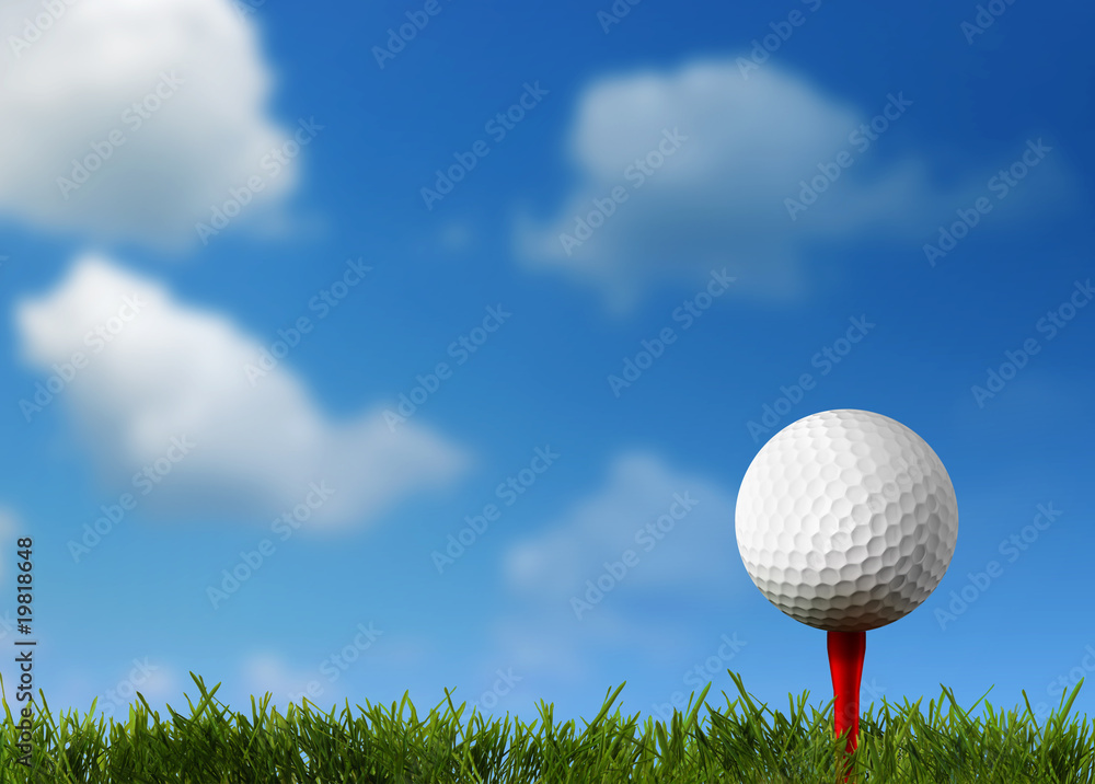 Ball for a golf on a green lawn Ball for a golf on a green lawn