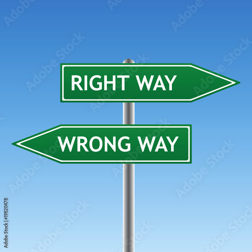 right and wrong way sign (vector)