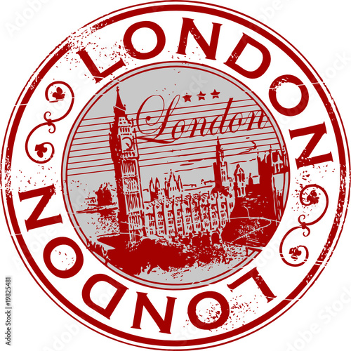 Grunge rubber stamp with the building of Big Ben