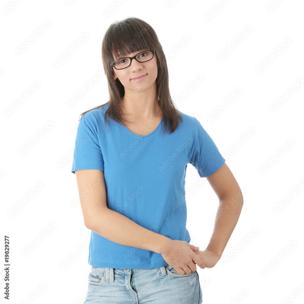 Obraz premium Teen student girl in glasses