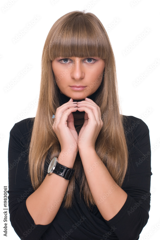 Close up portrait of young sure business woman Close up portrait of young sure business woman