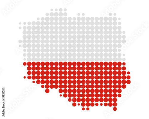 Karte und Fahne von Polen