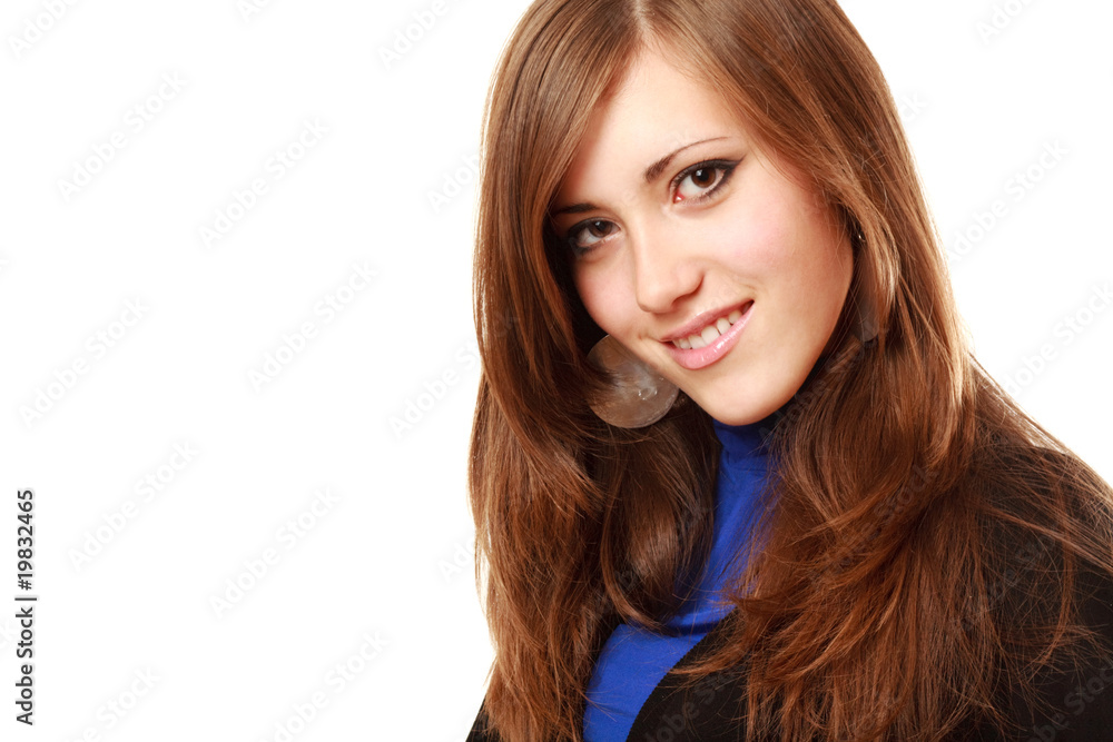 Closeup portrait of a happy young woman smiling Closeup portrait of a happy young woman smiling