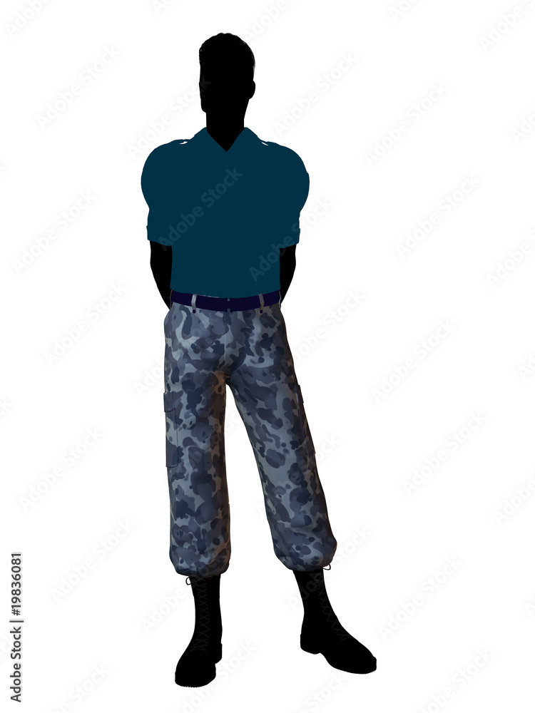 Naklejka premium Male Soldier Illustration Silhouette