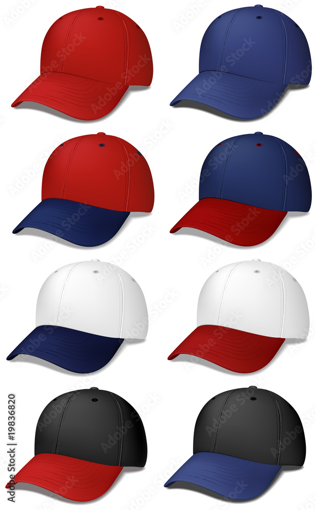 Baseball caps - realistic vector illustrations Baseball caps - realistic vector illustrations
