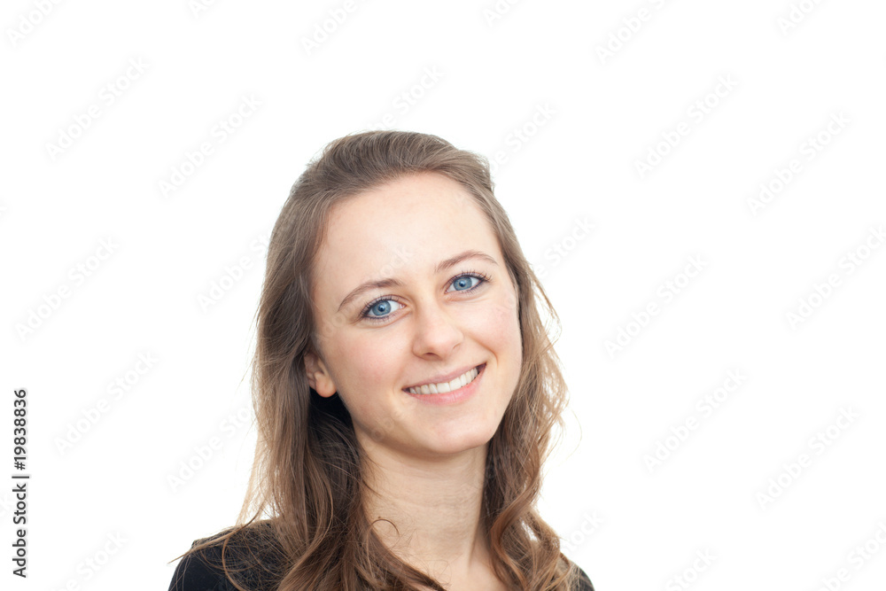 Portrait of a friendly young woman looking at you