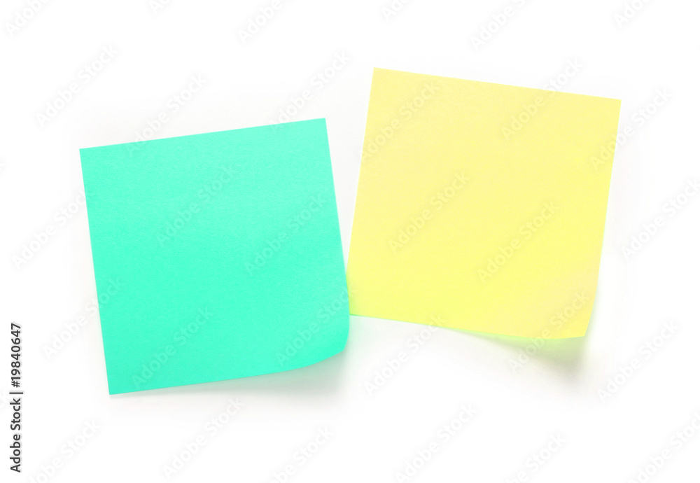 Yellow and green note paper Yellow and green note paper