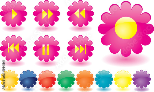 Music buttons as pink flowers
