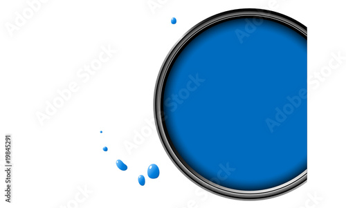 Blue paint can with drops as a background