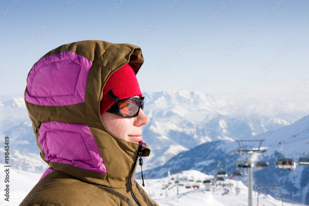 Woman enjoy sun in winter
