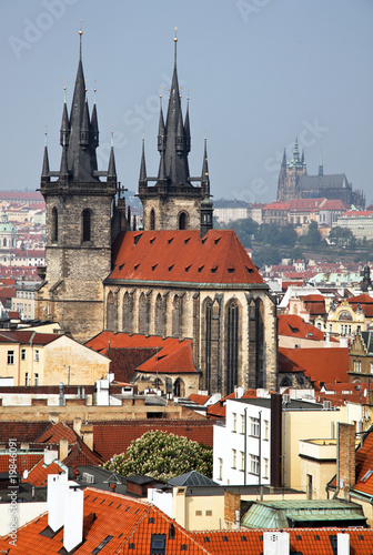 Prague, city skyline view and the Powder