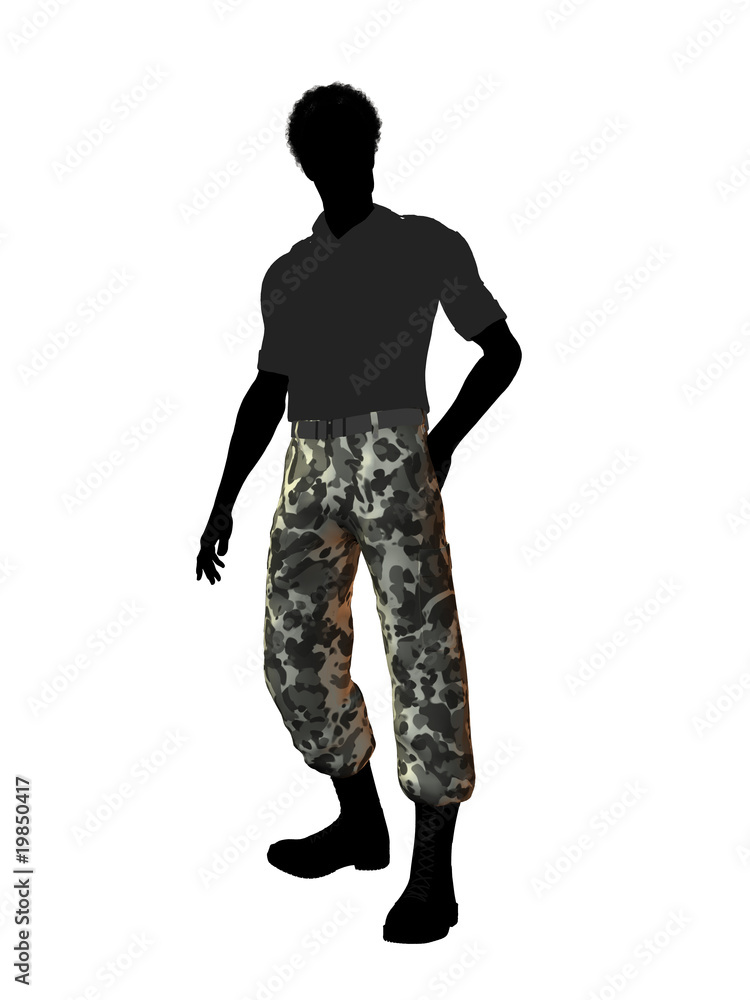 African American Soldier Illustration Silhouette