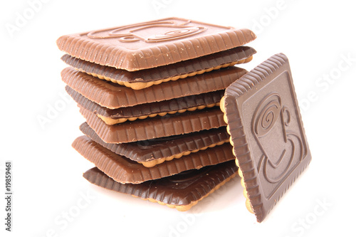 Stack of shortbread butter biscuits with chocolate