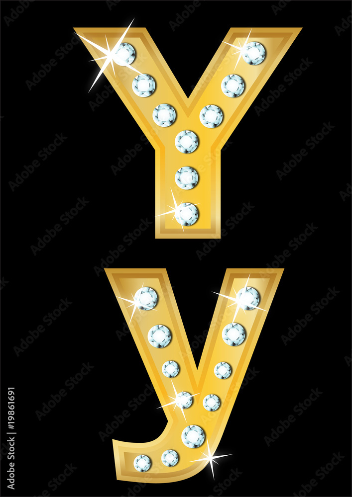 golden letter "Y" encrusted diamonds Stock Vector Adobe Stock