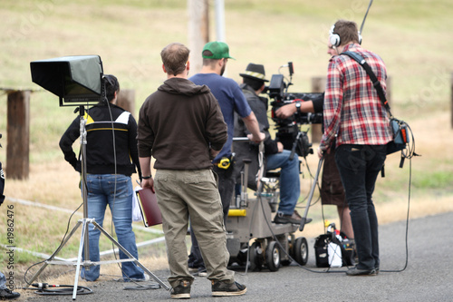 Fototapeta Movie crew shooting a scene