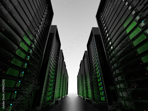 Data center server clusters with wireframe