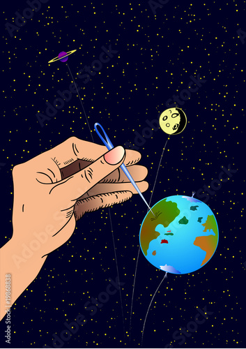 Earth like an inflatable balloon - vector