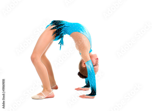 Gymnast girl in flexible back pose