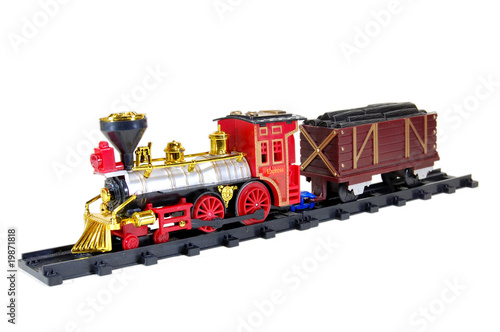 Toy Steam Train and freight wagon