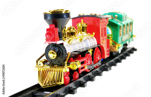 Toy Train and  caboose on white background
