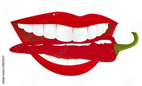 Woman lips with pepper