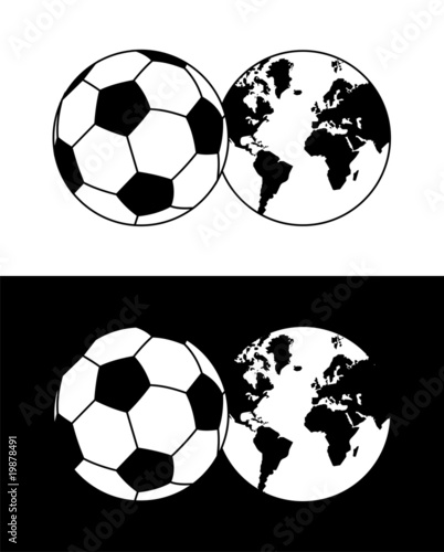 Globe and soccer ball composition