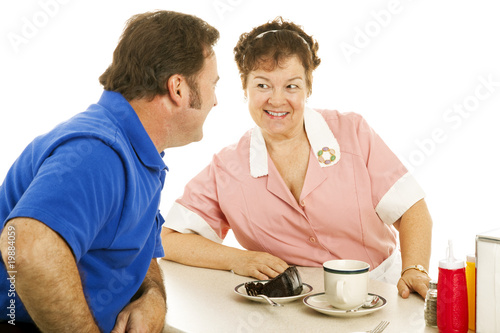 Waitress Flirting with Customer