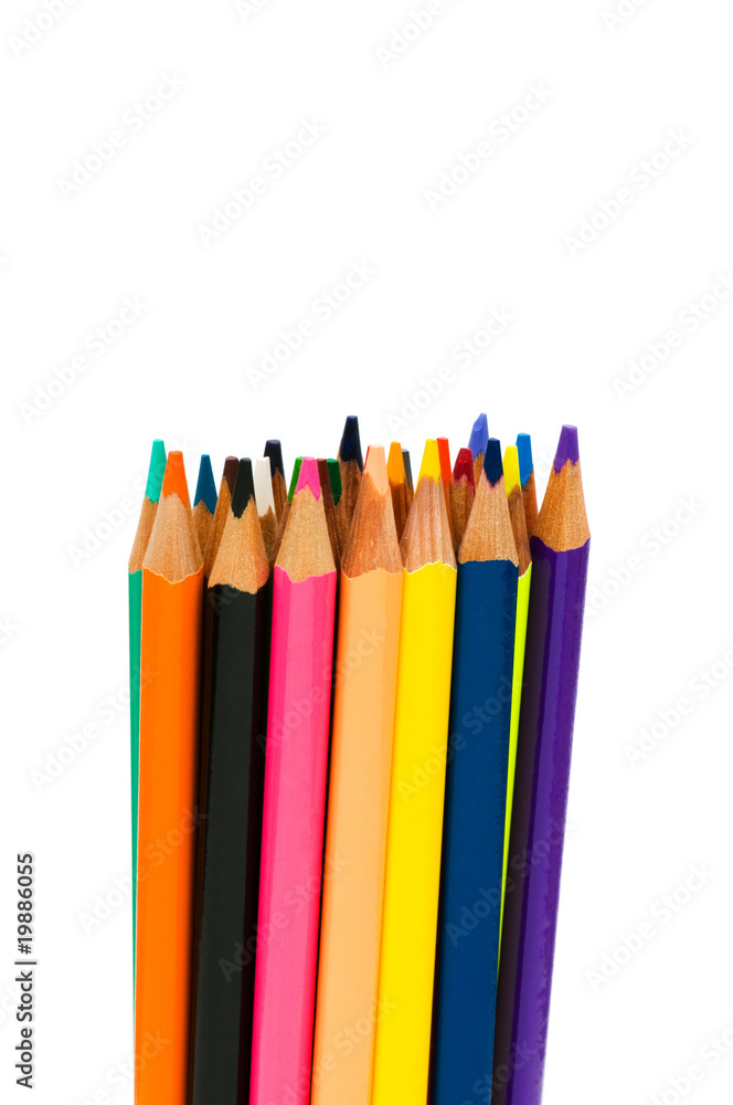 Various colour pencils isolated on the white Various colour pencils isolated on the white