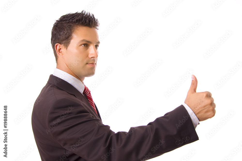 young business man thumbs up, isolated on white young business man thumbs up, isolated on white