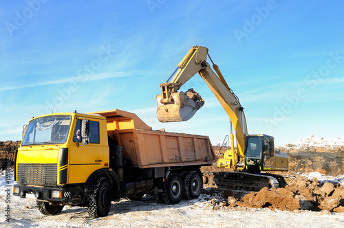 loader excavator and rear-end tipper