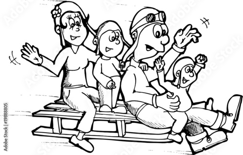 dessin Famille à la neige