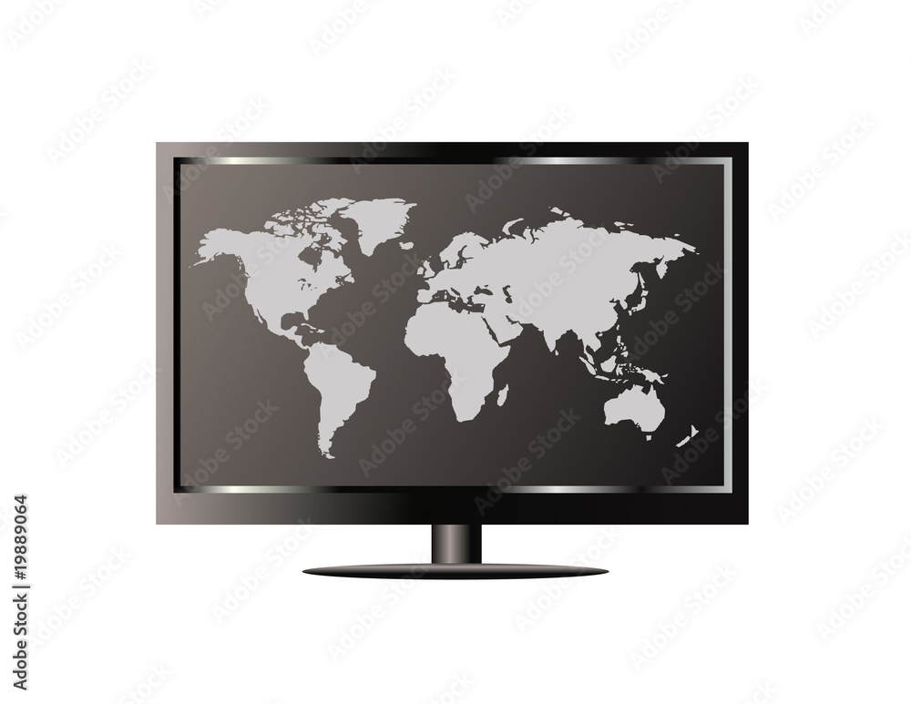 Plasma LCD TV whit world map