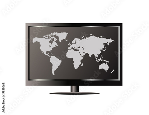 Plasma LCD TV whit world map